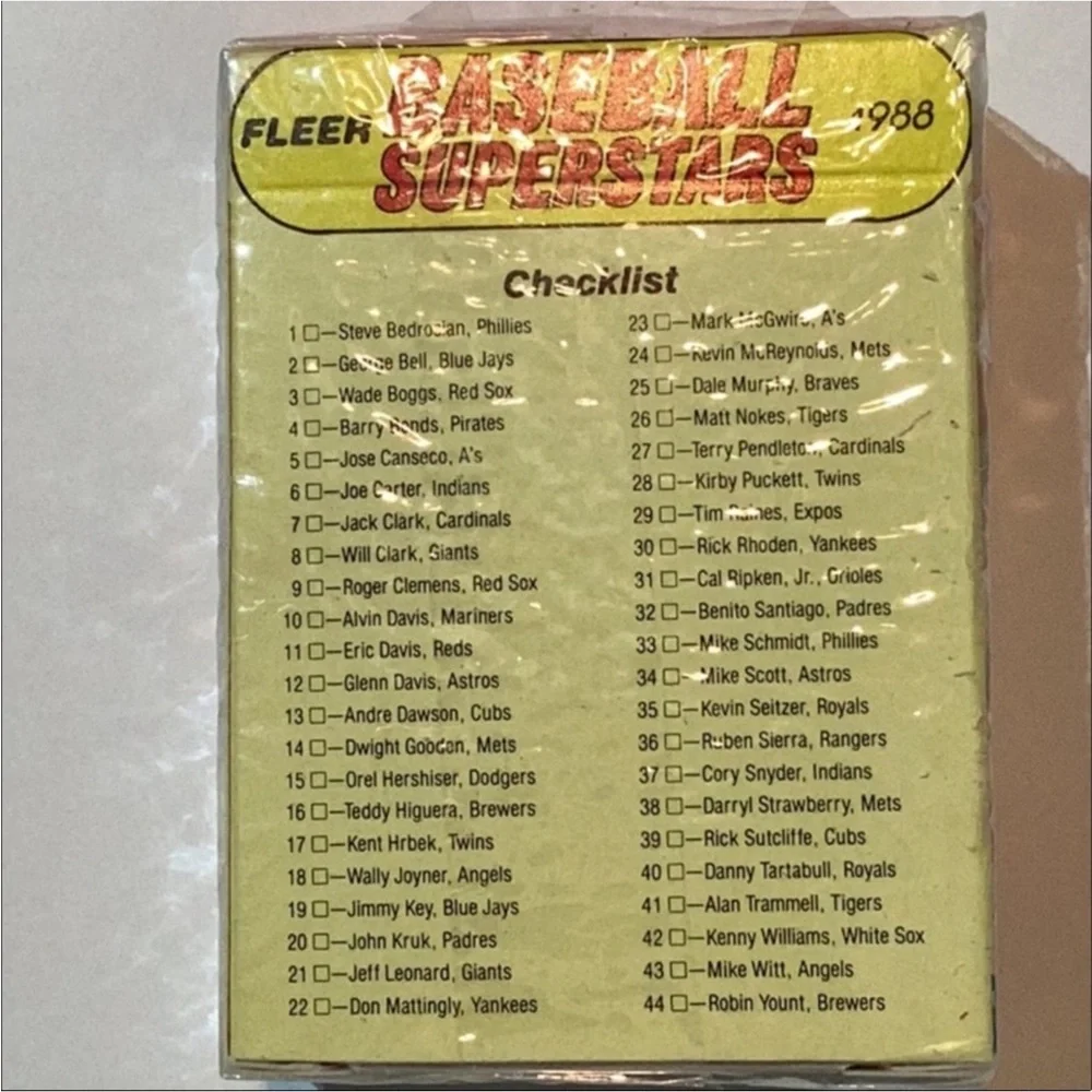Fleer Baseball Superstars Logo Stickers &Trading Cards from 1988, factory sealed